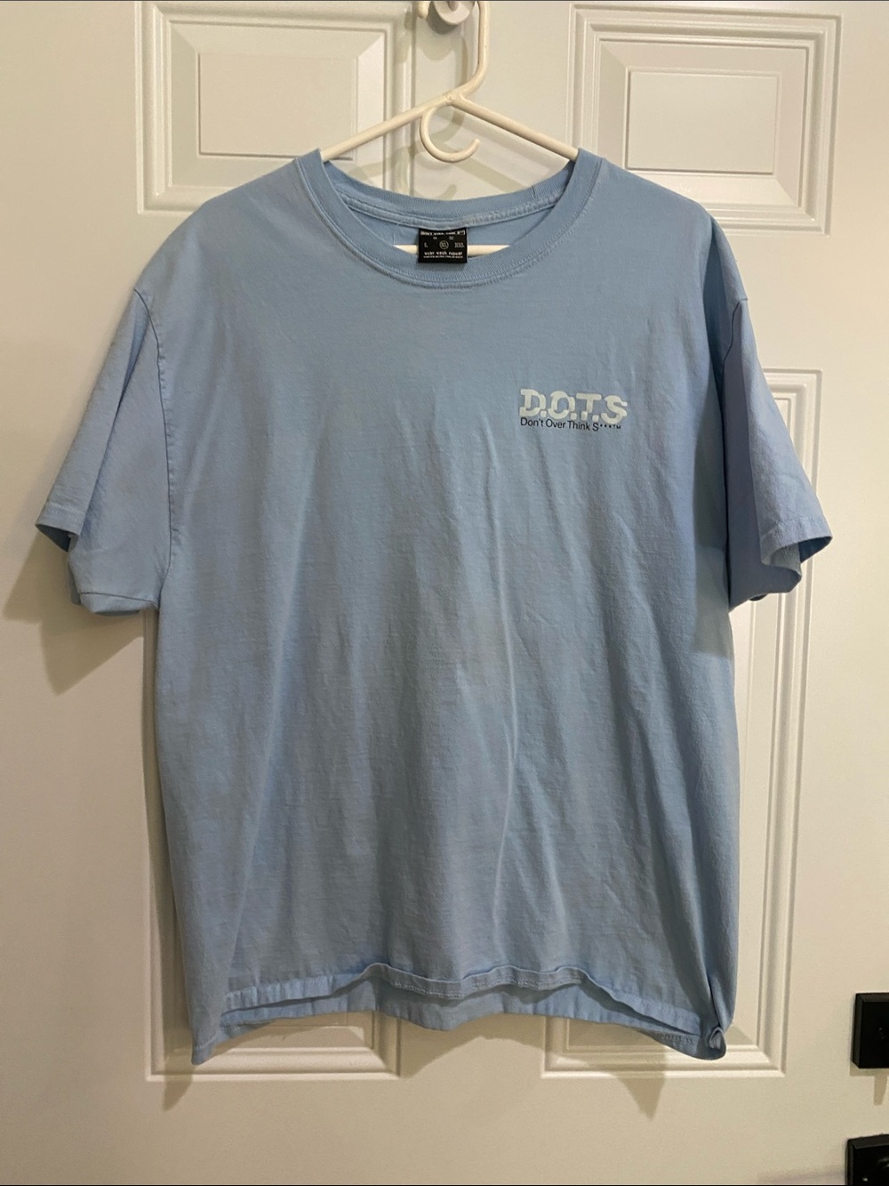 DONT OVER THINK SH!T.  Dots Pale Blue Tee with Chest Logo - Men's Short Sleeve